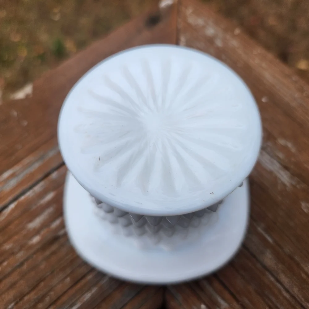 Vintage Fenton Hobnail Milkglass Top Hat Toothpick / QTip /Matchstick Holder